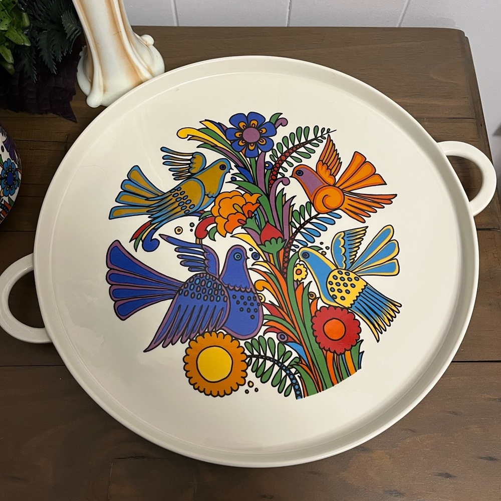 Villeroy Boch Acapulco Serving Platter Tray Handles Birds Porcelain Luxembourg